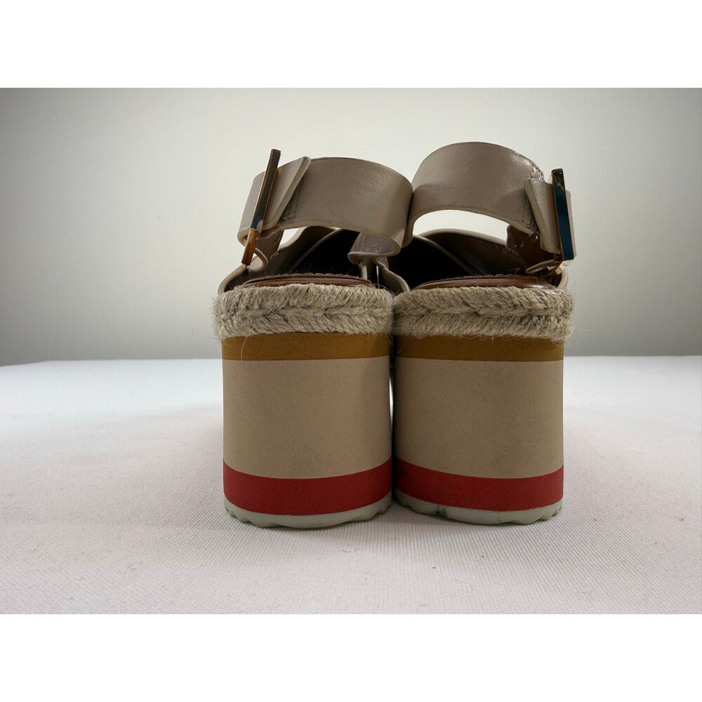 Enzo Angiolini Espadrille Platform Wedge Sandals Off White Size 6 Resort Beach - Picture 6 of 9